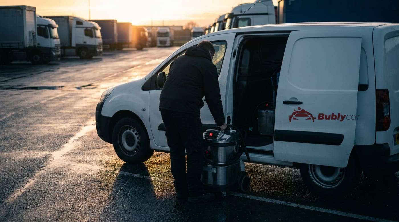 Véhicule d'intervention Bublycar sur le dépôt d'un transporteur en Île-de-France